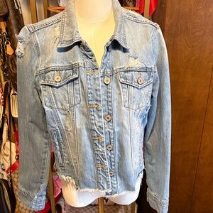 KanCan Light Blue Distressed Denim Jacket